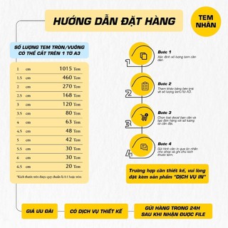 In Tem nhãn theo yêu cầu | Tem nhãn decal, 3 tờ A3 (32 x42cm) tem nhãn dán in logo , xưởng in decal giấy giá rẻ