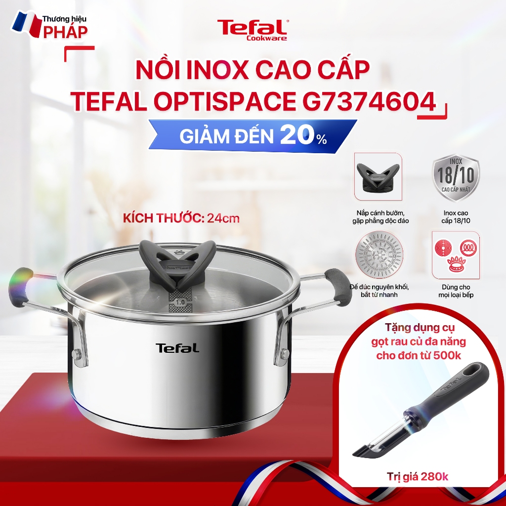 Nồi Inox Tefal Optispace cao cấp 24cm G7374604 | Shopee Việt Nam