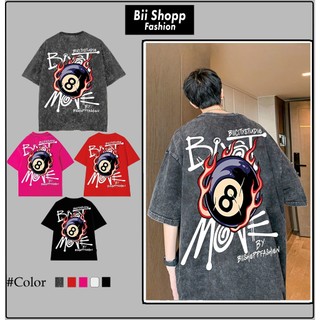 LOCAL BRAND Áo thun Wash BiDA Số 8 Phong Cách Unisex Form Rộng / Áo thun BiDA Số 8 Phông Màu Phong Cách Âu Mỹ