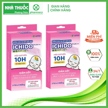 Miếng dán hạ sốt đổi màu Ichido Plus++ Giúp làm mát, hạ nhiệt nơi chườm khi nóng, sốt, làm dịu da