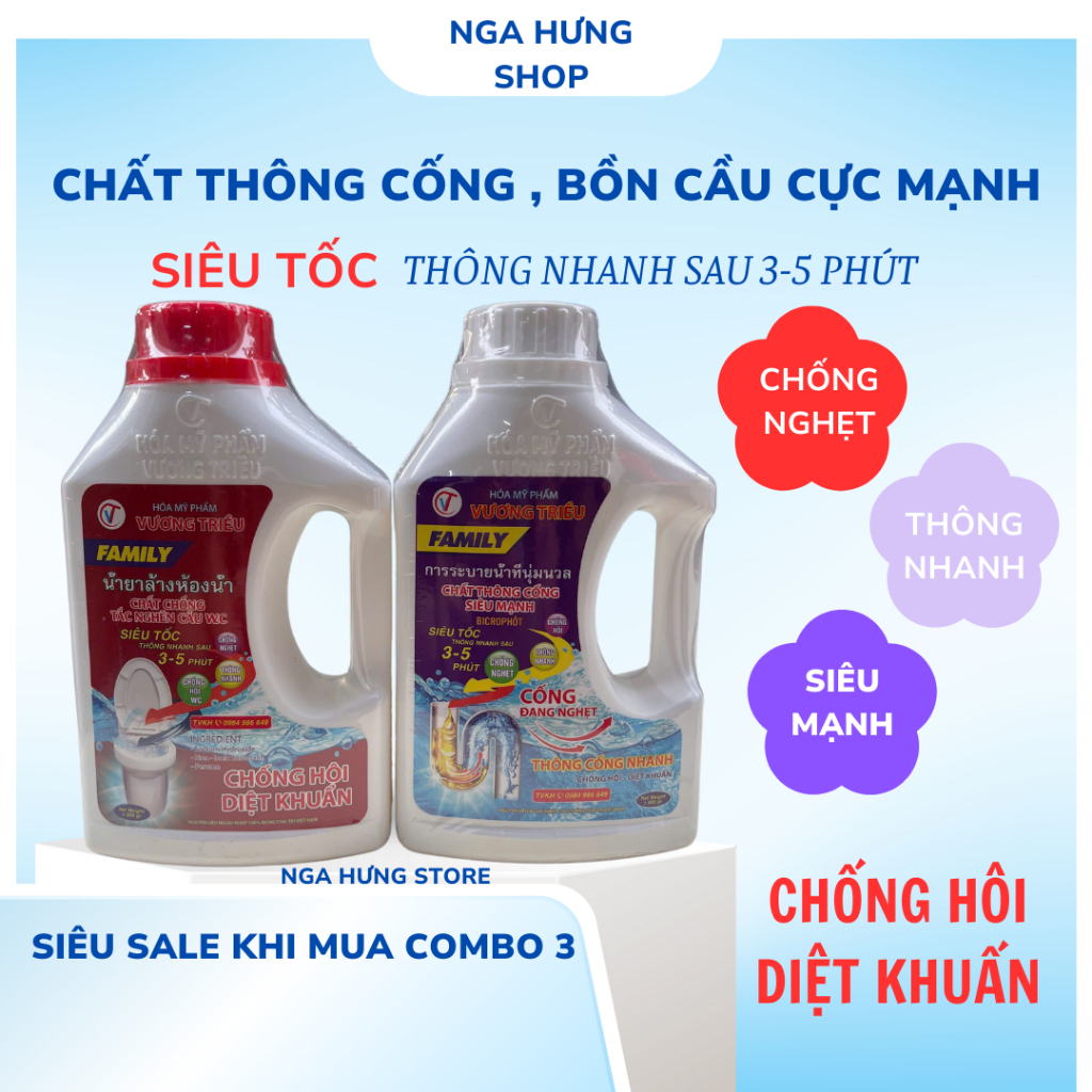 Dung Dịch Thông Tắc Cống , Bồn Cầu -Vương Triều, FAMILY 800g , Xử Lý Tắc Nghẹt Và Làm Sạch Đường Ống