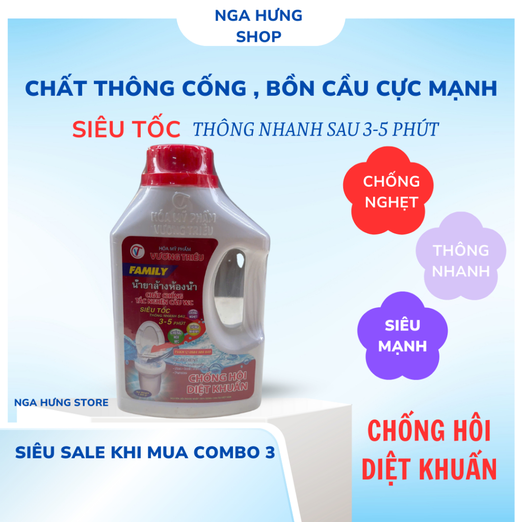 Dung Dịch Thông Tắc Cống , Bồn Cầu -Vương Triều, FAMILY 800g , Xử Lý Tắc Nghẹt Và Làm Sạch Đường Ống