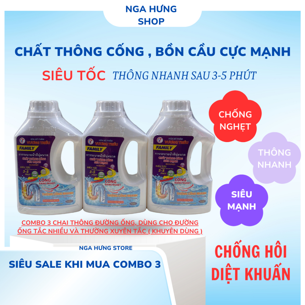 Dung Dịch Thông Tắc Cống , Bồn Cầu -Vương Triều, FAMILY 800g , Xử Lý Tắc Nghẹt Và Làm Sạch Đường Ống