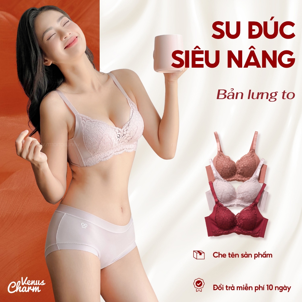 Ảnh Áo lót nữ Venus Charm ren đệm dày nâng ngực 6cm cho form ngực nhỏ bản lưng to 6018 1