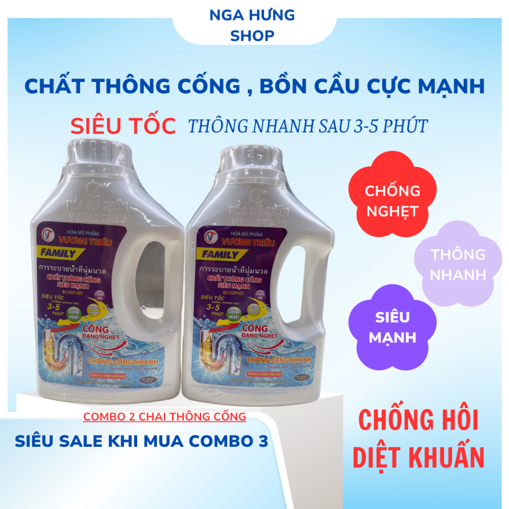 Dung Dịch Thông Tắc Cống , Bồn Cầu -Vương Triều, FAMILY 800g , Xử Lý Tắc Nghẹt Và Làm Sạch Đường Ống