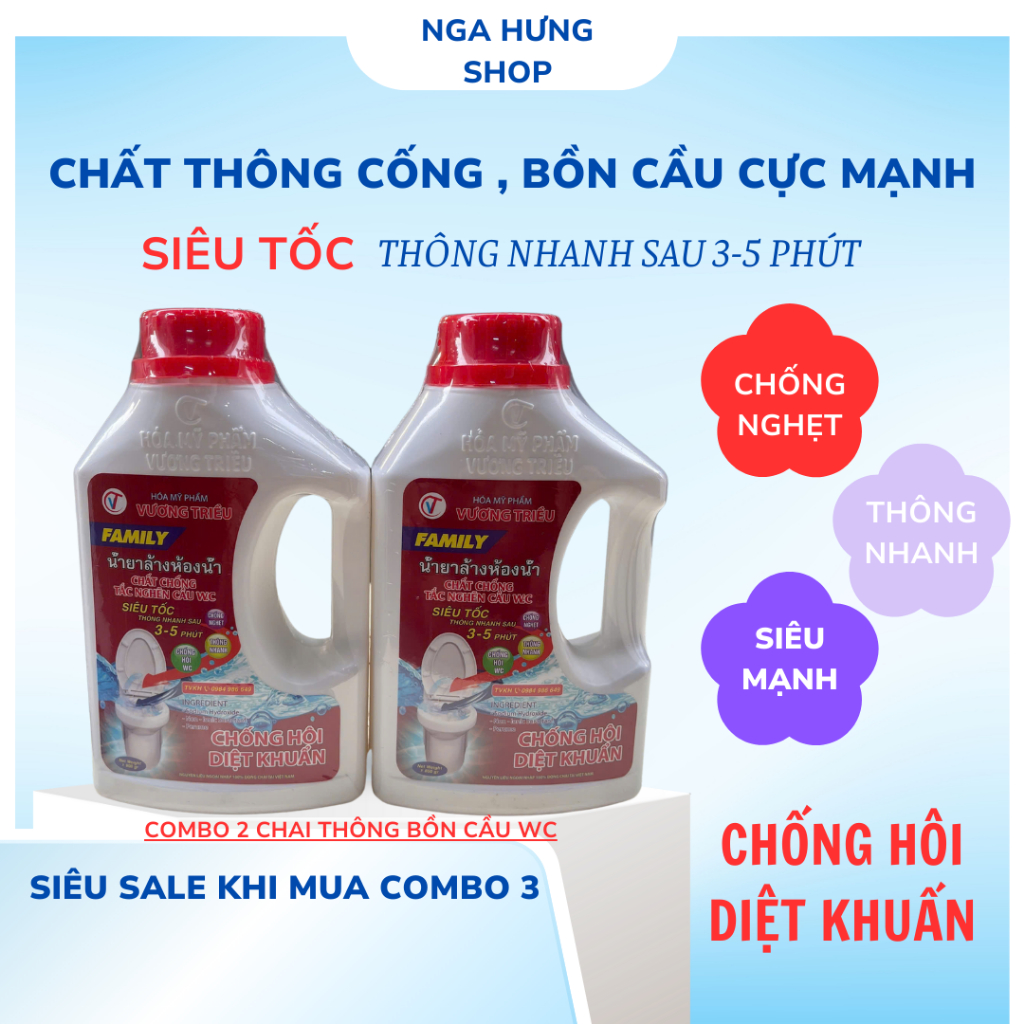 Dung Dịch Thông Tắc Cống , Bồn Cầu -Vương Triều, FAMILY 800g , Xử Lý Tắc Nghẹt Và Làm Sạch Đường Ống