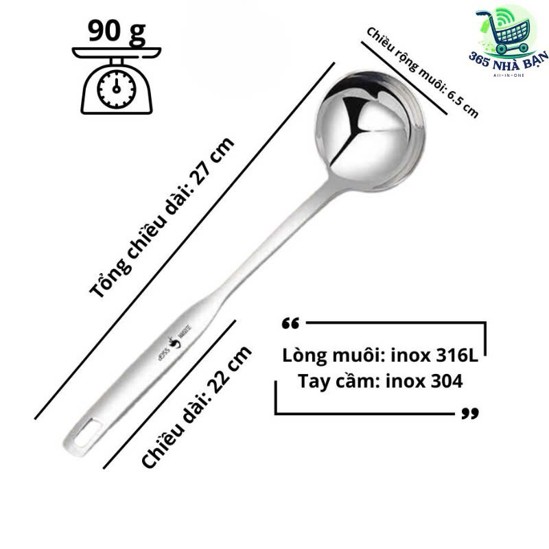 Muôi canh muỗng canh vá canh inox 316L cao cấp đạt chuẩn chất lượng Đức ...
