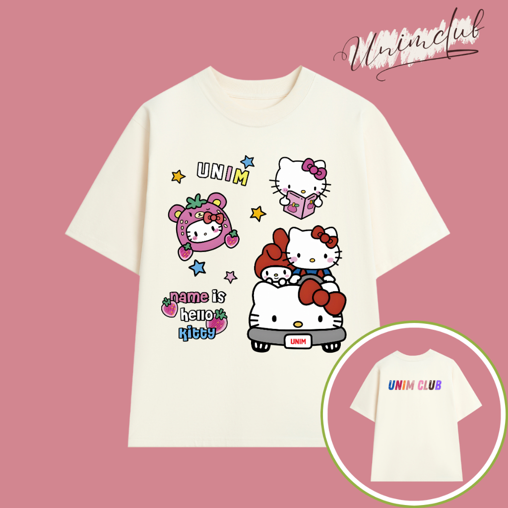 [Cotton 250 sợi đôi] Áo Thun Cotton Việt Mèo Kitty 2025 Unim Club Form Rộng Mềm Mịn Thoáng Mát APK06