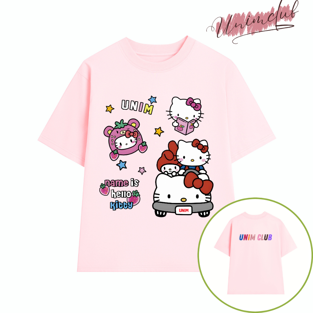 [Cotton 250 sợi đôi] Áo Thun Cotton Việt Mèo Kitty 2025 Unim Club Form Rộng Mềm Mịn Thoáng Mát APK06