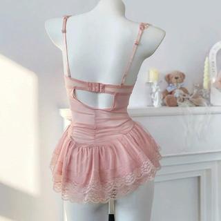 V40 Váy Ngủ Nữ Thiết Kế Hoa Ren Mềm Mại Có Đệm Dáng Ngắn Hở V3 Kèm Quần Chip Phương Linh Underwear
