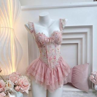 V40 Váy Ngủ Nữ Thiết Kế Hoa Ren Mềm Mại Có Đệm Dáng Ngắn Hở V3 Kèm Quần Chip Phương Linh Underwear