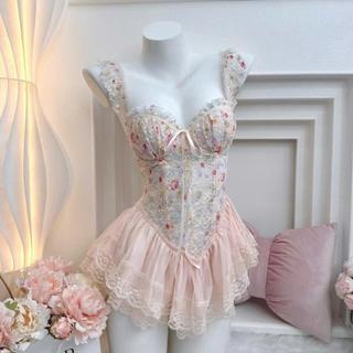 V40 Váy Ngủ Nữ Thiết Kế Hoa Ren Mềm Mại Có Đệm Dáng Ngắn Hở V3 Kèm Quần Chip Phương Linh Underwear