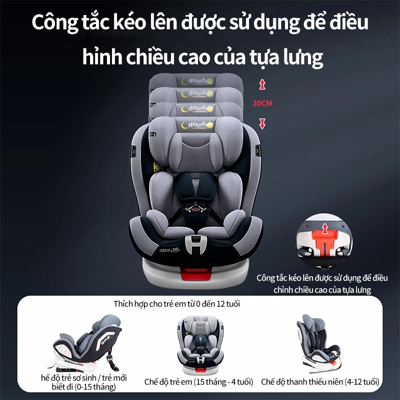 Ghế Ngồi Ô Tô Cho Bé Có Khóa Chốt An Toàn, Ghế An Toàn Cho Trẻ Em, ISOFIX+LACTH Cố Định