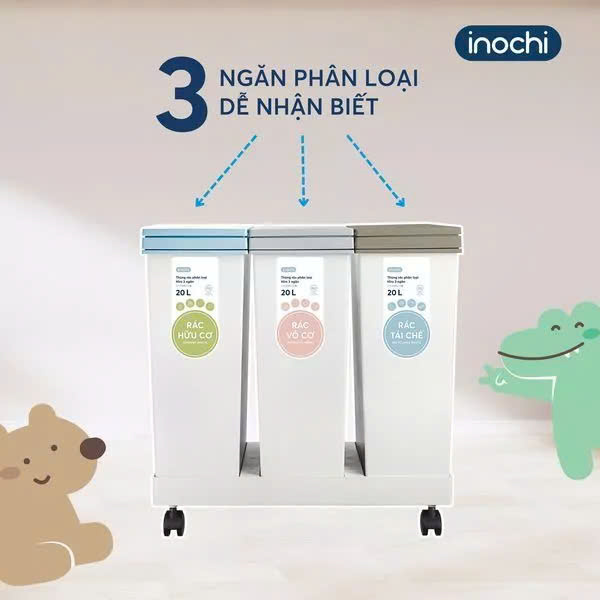 Thùng rác phân loại thông minh HIRO INOCHI 2 Ngăn, 3 ngăn phân loại rác ...