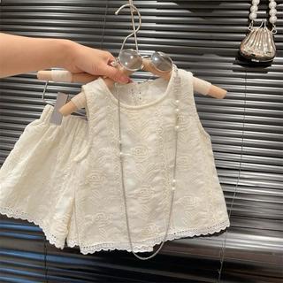 S325-Set áo ren phối quần ren chất ren 2 lớp cho bé gái size từ 8-30Kg