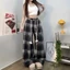 Quần Dài ỐNG Rộng Có Dây Rút Như Hình Cực Đẹp SỌC CARO Cực Mới