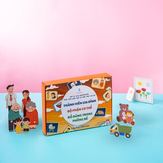 Flashcard tập 2 (Chủ đề bộ phận cơ thể, thành viên gia đình, đồ vật trong phòng bé) 48 thẻ + bìa hộp