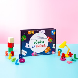 Flashcard tập 1 ( chủ đề số đếm và chữ cái) 60 thẻ + bìa hộp, phát triển trí não cho trẻ