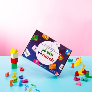 Flashcard tập 1 ( chủ đề số đếm và chữ cái) 60 thẻ + bìa hộp, phát triển trí não cho trẻ