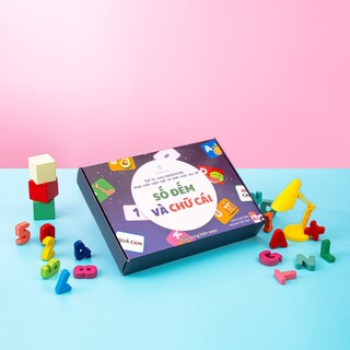 Flashcard tập 1 ( chủ đề số đếm và chữ cái) 60 thẻ + bìa hộp, phát triển trí não cho trẻ