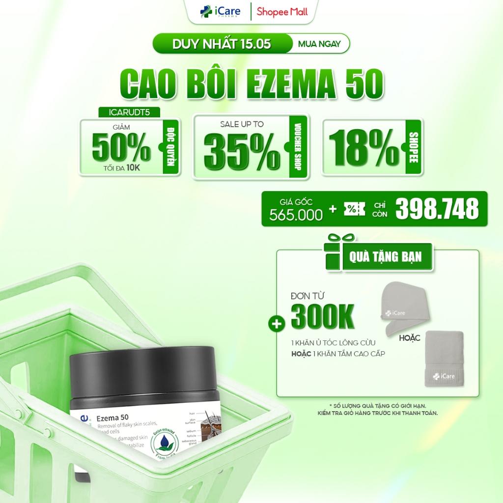 Ảnh Cao Bôi Ezema 50 | Thương Hiệu iCare Pharma | Hỗ Trợ Loại Bỏ Nấm Da Đầu Và Bong Tróc Vảy Trắng 1