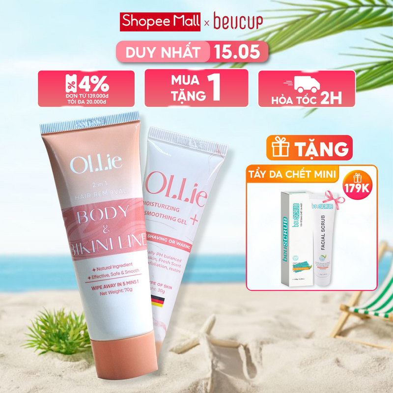 Ảnh Kem tẩy lông OLLIE, tẩy lông vùng kín, nách, tay, chân, tẩy lông an toàn không đau rát,phù hợp mọi loại da dung tích 70g 1