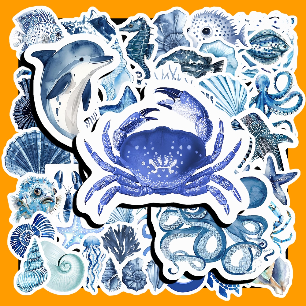 Bộ 69 Sticker Động Vật Biển Xanh Dương – Nghệ Thuật Thanh Lịch Từ Đại ...