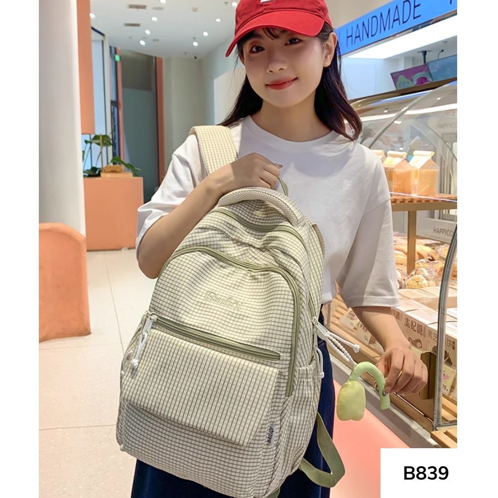 Balo đi học nữ caro style nữ sinh hàn quốc dễ thương nhiều ngăn sức chứa lớn B839 gagastore