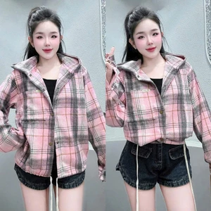 Áo Khoác SƠ MI CARO Có Nón UNISEX Phối Dây Rút Trắng Cực Đẹp