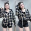Áo Khoác Nỉ SƠ MI CARO Nỉ Phối Màu Cực Đẹp NÓN TO Như Hình MỚI Cá Tính