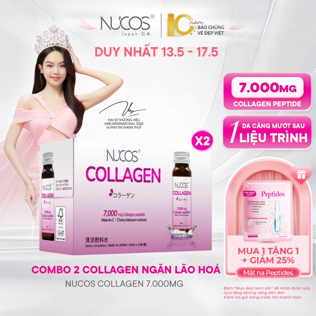 Ảnh TPBS Nước Uống Collagen Nucos 7000 [2Hộp x 10c x 30ml] 1