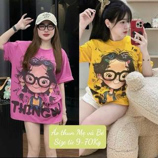 A08-Giá 1 áo [ÉP LỤA 2 MĂT][BÉ TRÒN CAO TĂNG SIZE] [tomnaukids] Áo thun MẸ&BÉ siêu HOT IN 2 MẶT - Size 9-80Kg