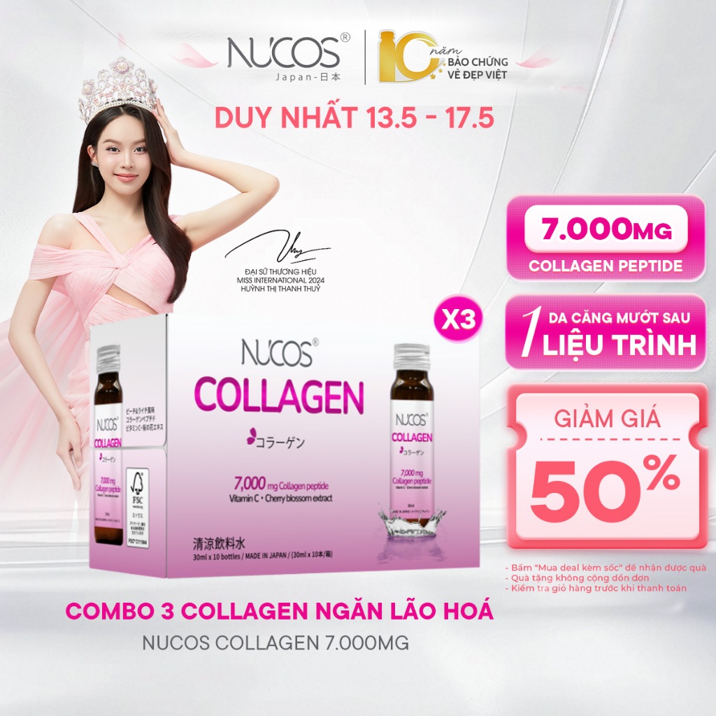 Ảnh TPBS Nước Uống Collagen Nucos 7000 [3Hộp x 10c x 30ml] 1