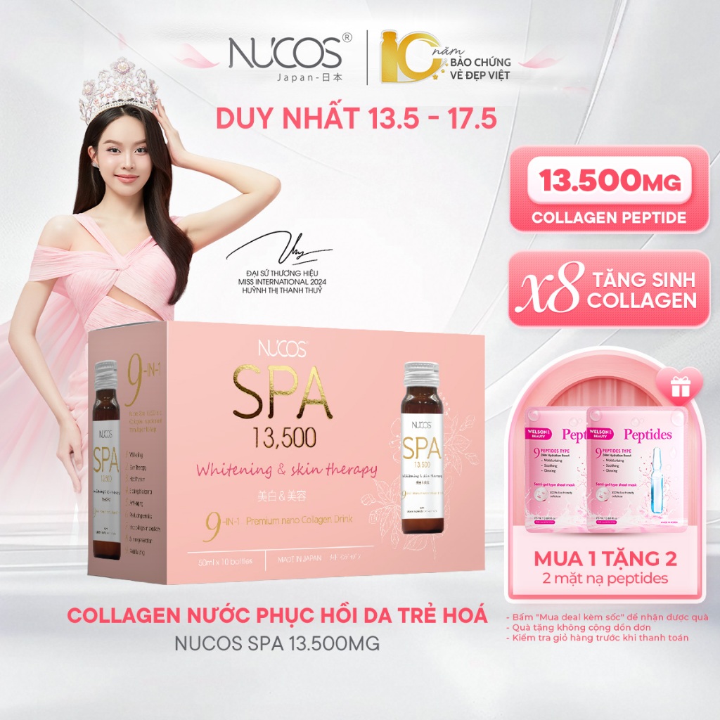 Ảnh TPBVSK Nước Uống Collagen Nucos Spa 13500 Hỗ Trợ Da Căng Mịn Chống Lão Hóa Trắng Da Hộp 10chaix50ml 1