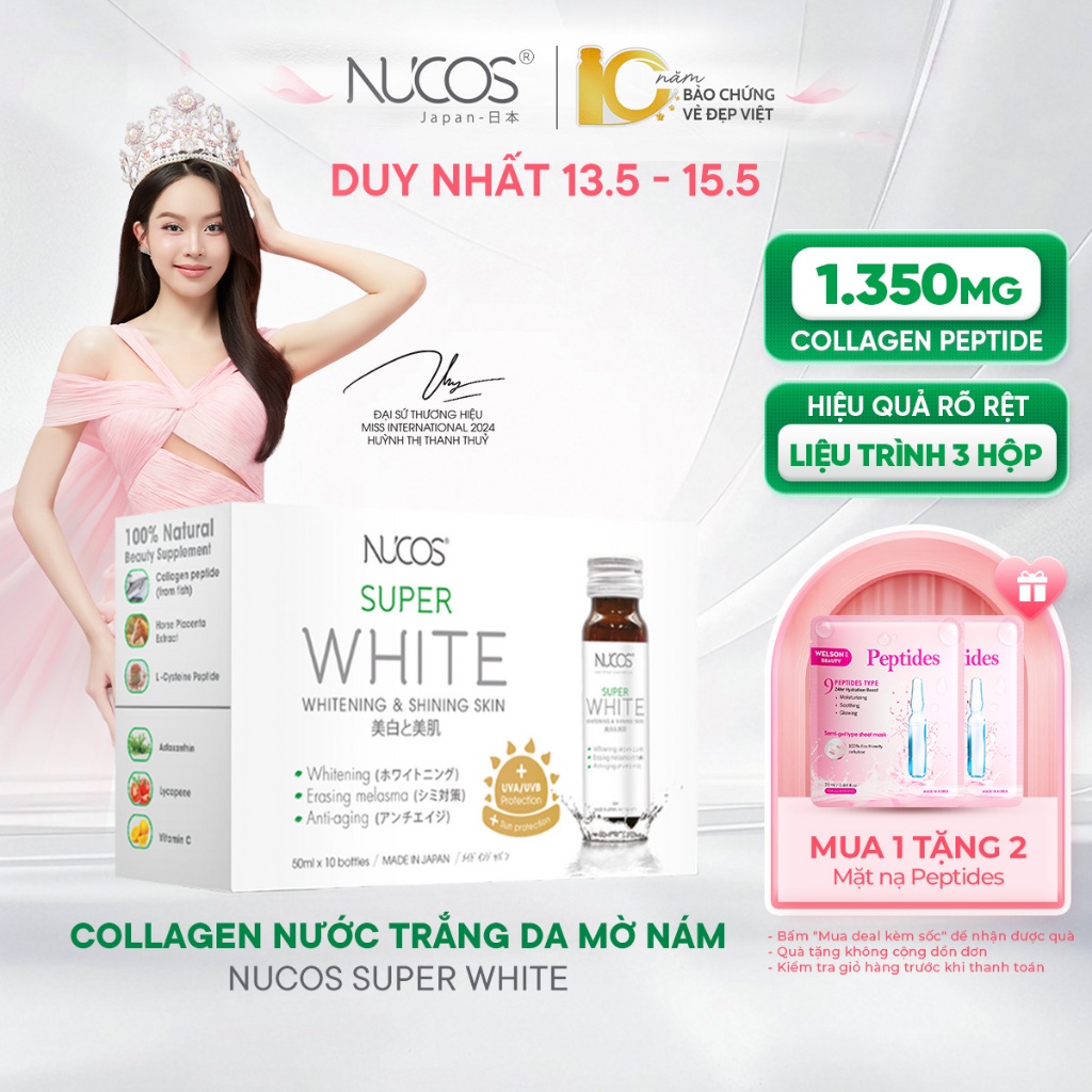 Ảnh TPBVSK Nước Uống Collagen Nucos Super White Hỗ Trợ Dưỡng Trắng Da Hỗ Trợ Mờ Thâm Nám Hộp 10chaix50ml 1