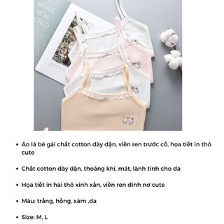 COMBO 3 Áo lót lá bé gái học sinh đệm mút mỏng êm ái cotton dày dặn thấm hút kháng khuẩn DEVARI B538