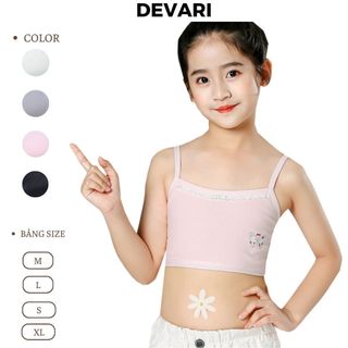 COMBO 3 Áo lót lá bé gái học sinh đệm mút mỏng êm ái cotton dày dặn thấm hút kháng khuẩn DEVARI B538