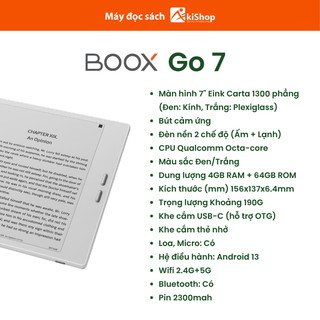 Máy đọc sách Boox Go 7 Chính hãng Akishop - Sẵn hàng hỏa tốc HCM