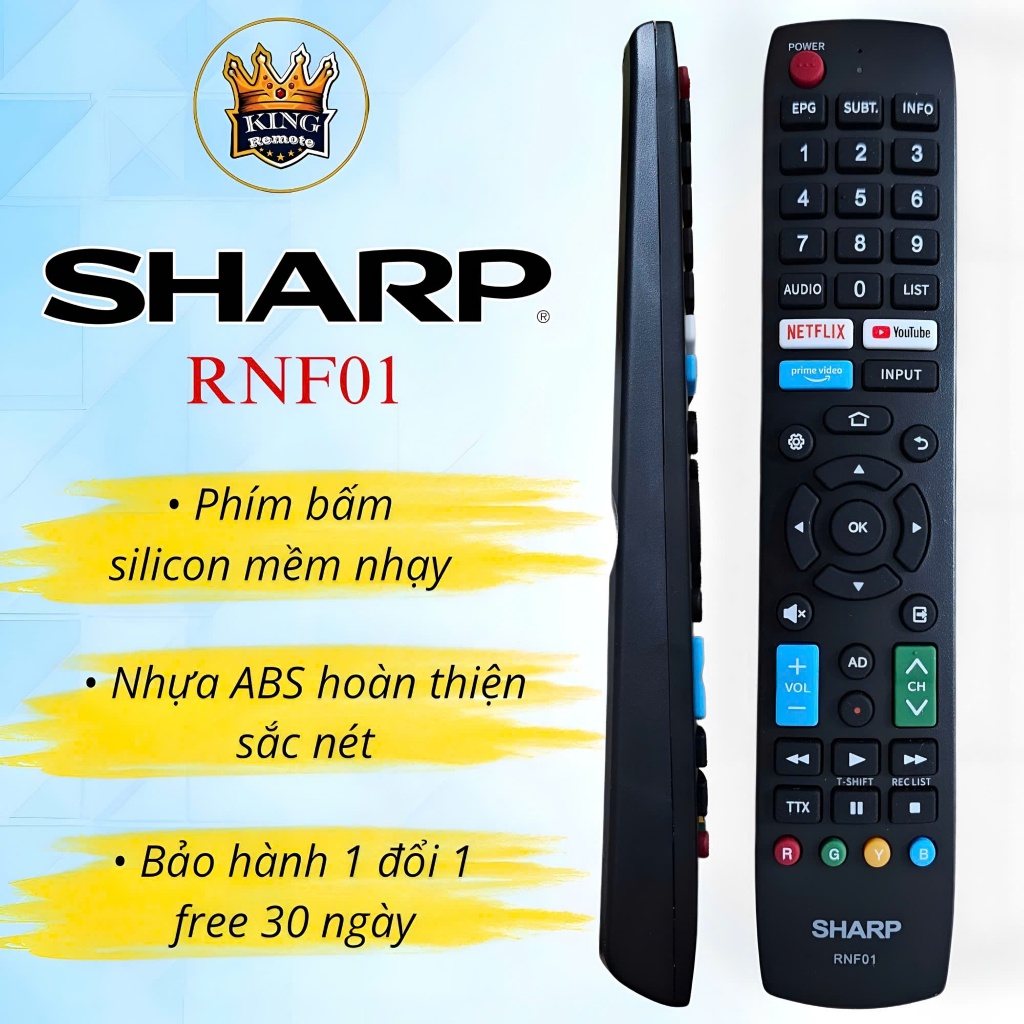 Điều khiển tivi SHARP RNF01 không giọng nói hàng tốt phím bấm mềm nhạy ...