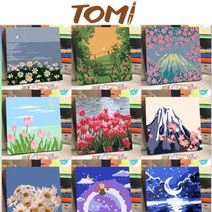 Tranh Tô Màu Theo Số, Tranh Sơn Dầu Số Hoá 20x20cm Có Khung Nhiều Mẫu Chọn Lựa TOMI 343