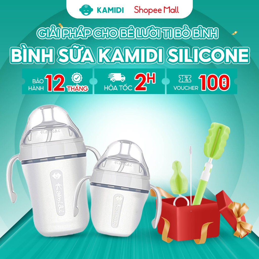 Ảnh Bình Sữa Kamidi Chất Liệu Silicon Trắng Dung Tích 150ml/250ml 1