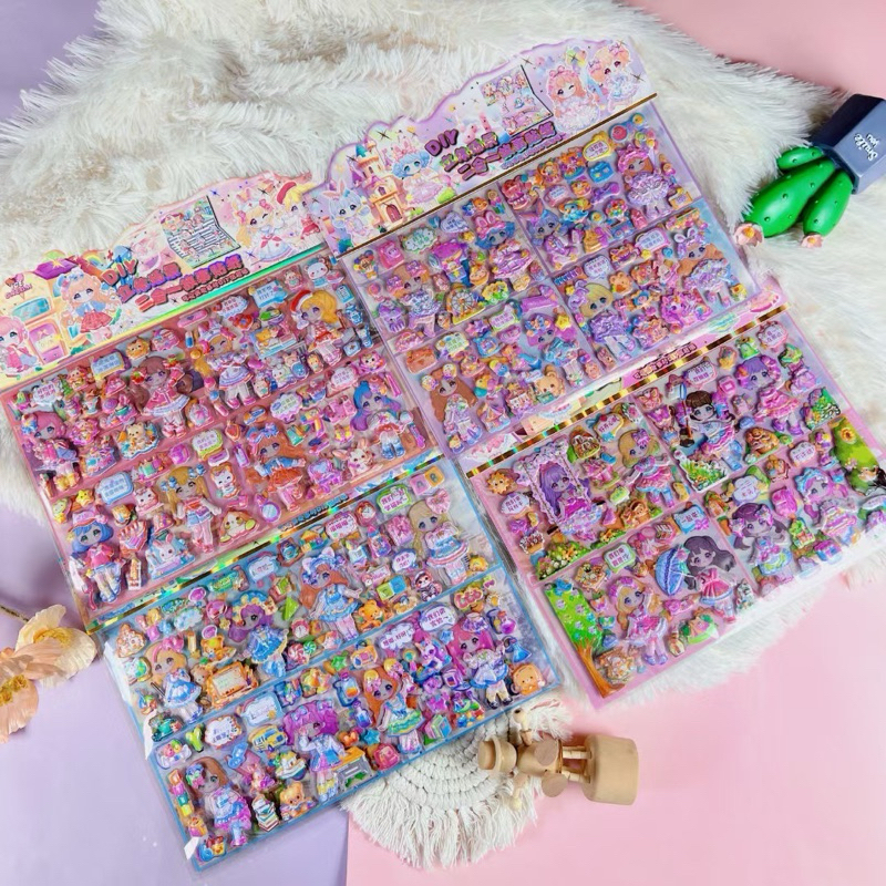 Sticker công chúa 3D hoạt hình dễ thương cho bé gái – đồ chơi sáng tạo, thay trang phục, hai lớp