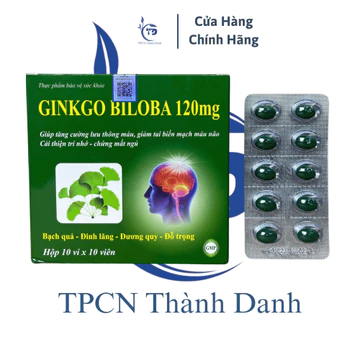 Viên Uống GINKGO BILOBA 120mg, Tăng Cường Tuần Hoàn Máu, Giúp Tăng Cường Trí Nhớ - Hộp 100 Viên
