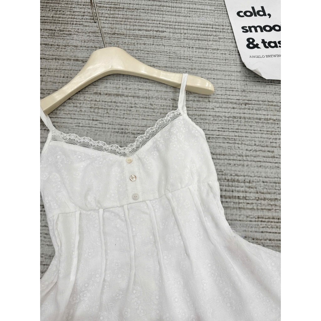 Áo hai dây phối cổ ren xòe tầng siêu xinh, áo hai dây thô boi 2 tầng LABEL A62
