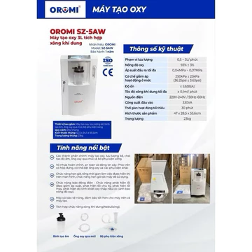 Hàng Chính Hãng - Máy Tạo Oxy 3 Lít OROMI SZ-5AW - Máy Thở Oxy Y Tế, Hỗ Trợ Hô Hấp Gia Đình
