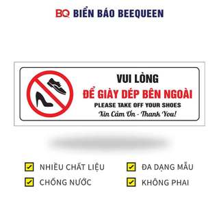 Biển báo VUI LÒNG ĐỂ GIÀY DÉP BÊN NGOÀI SONG NGỮ N303