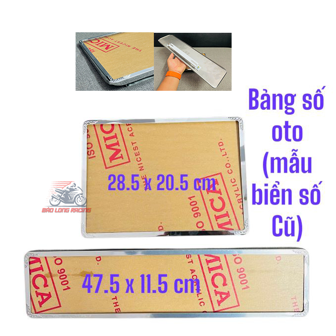 Bảng số xe Oto xe tải gắn Biển Số (mẫu cũ) INOX trắng hàng chất lượng (kích thước 28.5 x 20.5 cm và 47.5 x 11.5 cm )