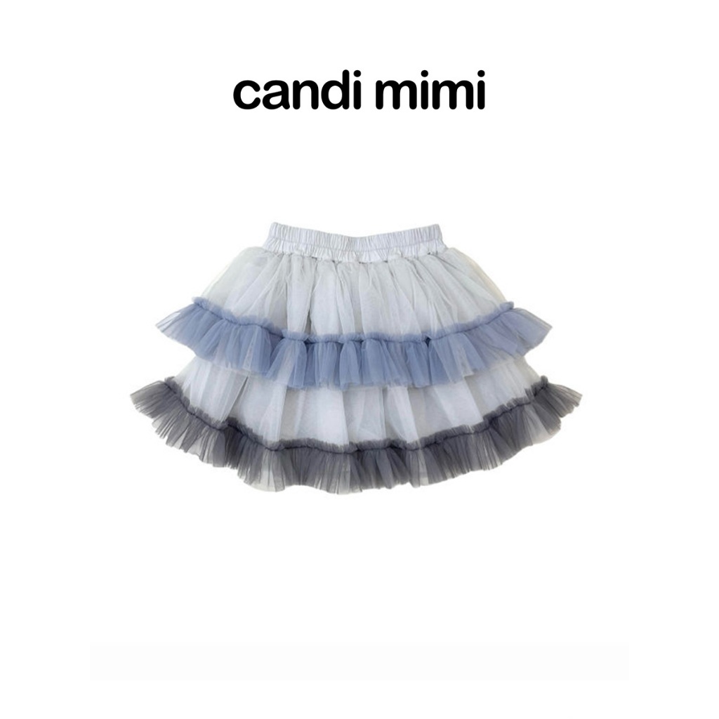 CANDI MIMI Chân váy voan xoè pha màu nhiều tầng - Phong cách Hàn Quốc
