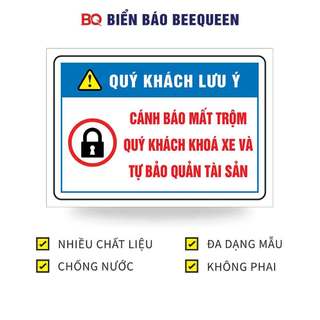 Biển báo CẢNH BÁO MẤT TRỘM QUÝ KHÁCH KHÓA XE VÀ TỰ BẢO QUẢN TÀI SẢN N310