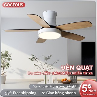 【COD】Quạt trần phòng khách cho trần thấp Quạt trần cánh gỗ phòng ngủ cổ thấp Có một điều khiển từ xa